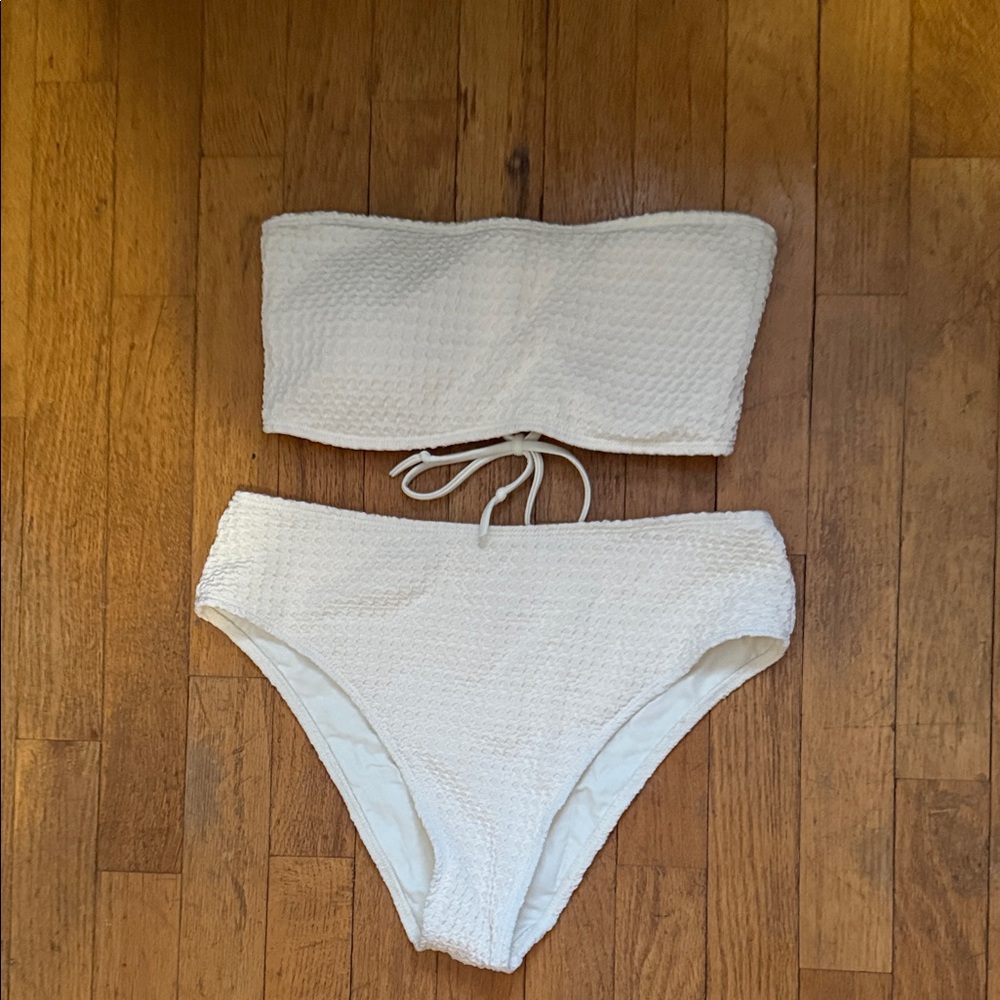 Zaful White Textured Bikini Set